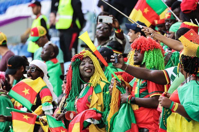 Fans of Cameroon during the FIFA WORLD CUP QATAR 2022 football match between SERBIA and CAMEROON at AL JANOUB STADIUM on November 28, 2022 at Doha, QATAR\/\/BENAYACHEADIL_sipa.10513\/Credit:ADIL BENAYACHE\/SIPA\/2211291356\/Credit:ADIL BENAYACHE\/SIPA