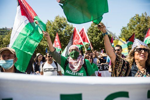 Several hundred people demonstrated in the streets of Lyon (France), in support of the Palestinian people facing Israel. The demonstrators protested against Netanyahu\