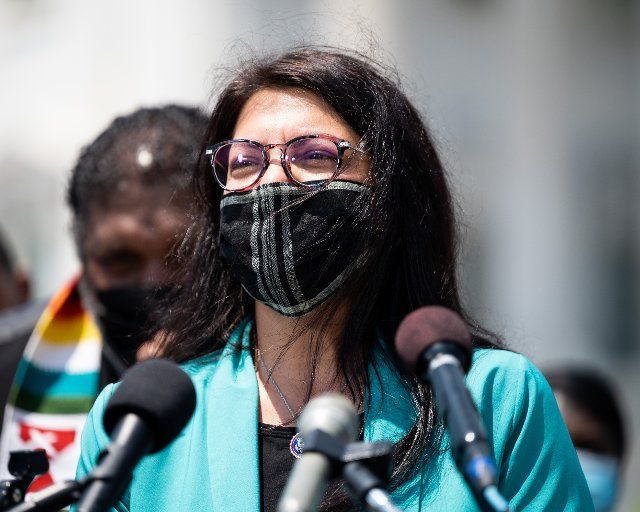May 20, 2021 - Washington, DC, United States: U.S. Representative Rashida Tlaib (D-MI) speaking at a press conference about a House resolution to address poverty and low wages. (Photo by Michael Brochstein\/Sipa USA