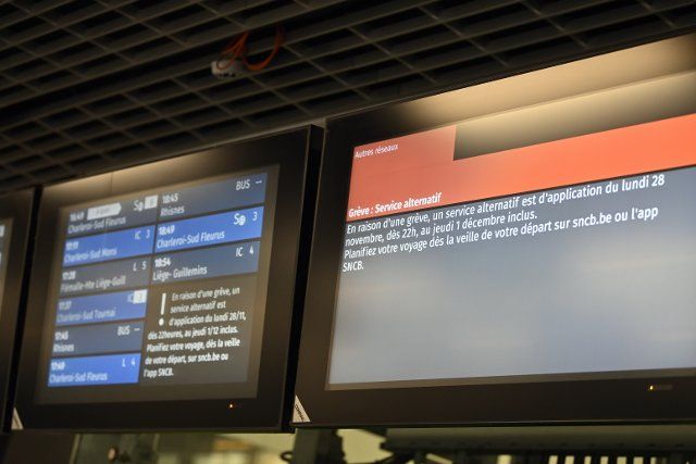 Illustration picture shows a strike of the Belgian railway network, the first day of three consecutive days of strike actions on the railways, in Namur, Tuesday 29 November 2022. BELGA PHOTO ERIC LALMAND (Photo by ERIC LALMAND\/Belga\/Sipa USA