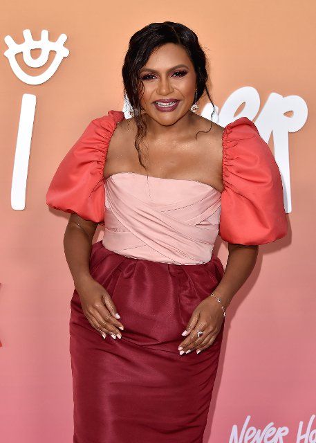 Mindy Kaling walking on the red carpet at the Los Angeles premiere of "Never Have I Ever" Season 3 at the Westwood Village Theater in Westwood, CA on August 11, 2022. (Photo By Scott Kirkland\/Sipa USA
