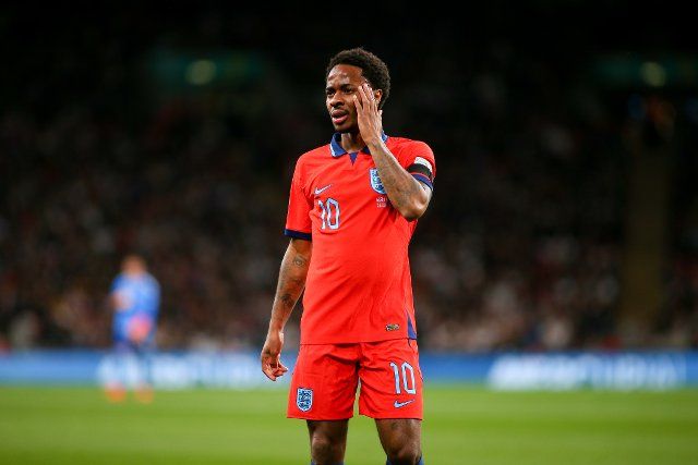 London, England, Monday 26th Sep 2022 Raheem Sterling (10 England) during the UEFA Nations League Group 3 game between England and Germany at Wembley Stadium in London, England (Sports Press Photo SPP) (Photo by Sports Press Photo SPP\/Sipa USA