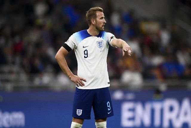 MILAN, ITALY - September 23, 2022: Harry Kane of England gestures during the UEFA Nations League football match between Italy and England. Italy won 1-0 over Enlgand. (Photo by Nicolò Campo\/Sipa USA