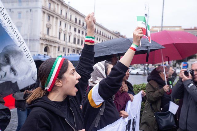 Demonstration in Rome promoted by Iranian students living in Italy, to protest against Iranian regime (Photo by Matteo Nardone\/Pacific Press\/Sipa USA