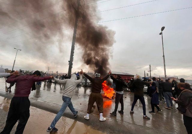 Iranian Protesters clash with security forces durning protest against Islamic Republic regime in Sanandaj city in the northwestern Kurdistan region, 362 people had been killed in the two-month-long protests, including 56 minors. It also reported that 56 members of the security forces had been killed, in addition to 16,033 people who were arrested. unrest continue in Iran since the murder of Mahsa Amini, Iranians have been holding daily protests anti-regime continue with intensity. Sanandaj. Iran. November 17, 2022. Photo by SalamPix\/Abaca\/Sipa