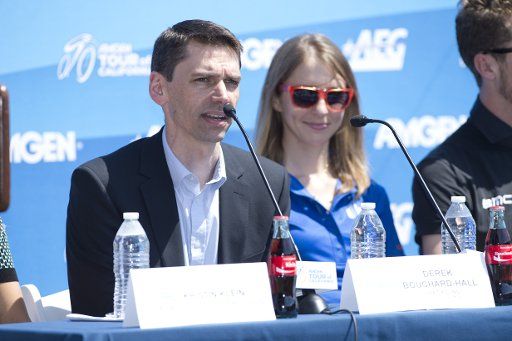 USA Cycling CEO Derek Bouchard Hall speaks at the Amgen Tour of California press conference, San Diego Yacht Club, May 13, 2016, (Photo by Casey B. Gibson) *** Please Use Credit from Credit Field ***