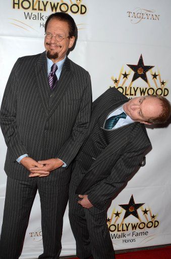 Penn Jillette, Teller at the Hollywood Walk of Fame Honors at the Taglyan Complex in Los Angeles, CA on October 25, 2016. (Photo by David Edwards) *** Please Use Credit from Credit Field ***