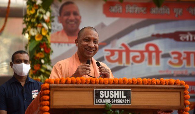 LUCKNOW, INDIA - OCTOBER 21: Chief Minister Yogi Adityanath during the inauguration ceremony of \
