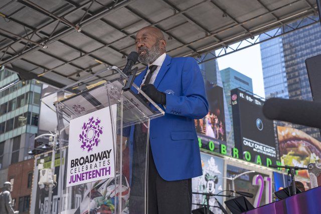 Actor Ben Vereen speaks during the Broadway Celebrates Juneteenth at Times Square in New York City. Juneteenth is a federal holiday in the United States commemorating the emancipation of enslaved African Americans. (Photo by Ron Adar \/ SOPA Images\/Sipa USA