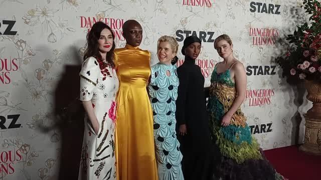 Carice van Houten, Colette Dalal Tchantcho, Harriet Warner, Paloma Faith, Kosar Ali and Alice Englert attend the Dangerous Liaisons premiere at Cipriani Wall Street in New York, NY, on October 26, 2022. (Video by Efren 