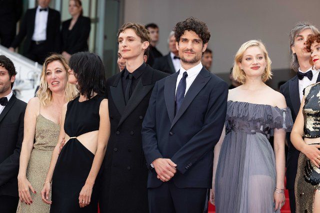 The screening of "Forever Young (Les Amandiers)" during the 75th annual Cannes film festival at Palais des Festivals on May 22, 2022 in Cannes, France. Pictured: Alexandra Henochsberg,Sarah Henochsberg,Baptiste Carrion-Weiss,Valeria Bruni 