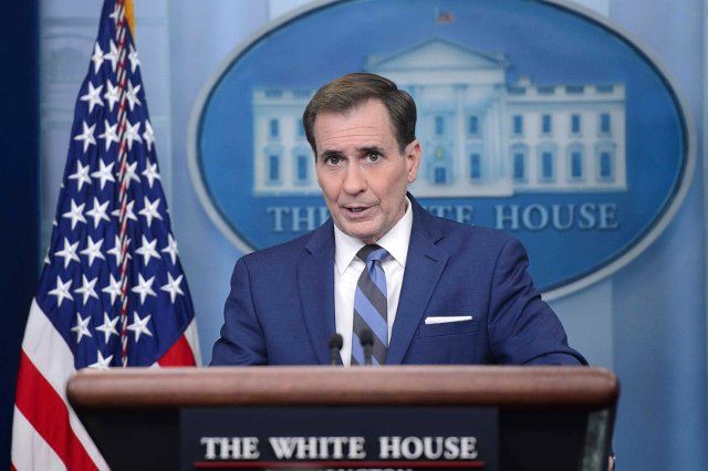11\/28\/2022 - Washington, District of Columbia, United States of America: National Security Council Coordinator for Strategic Communications John Kirby speaks during the daily press briefing in the James Brady Briefing Room at the White House in Washington, DC on Monday, November 28, 2022. (Bonnie Cash \/ CNP \/ Polaris