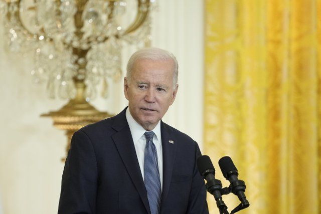 12\/1\/2022 - Washington, District of Columbia, United States of America: United States President Joe Biden and President Emmanuel Macron conduct a joint press conference in the East Room of the White House in Washington, DC on Thursday, December 1, 2022 (Chris Kleponis \/ CNP \/ Polaris