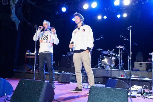 127986, Trace Worthington and Olympic Gold Medalist David Wise at the San Francisco Snow Ball. San Francisco, California - Saturday, October 18, 2014. Photograph: 