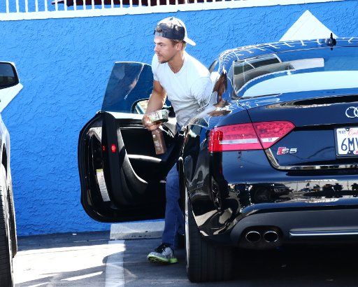 142710, Derek Hough arrives at the DWTS studio for Week 3 of Season 21 in Los Angeles. Los Angeles, California - Sunday September 20, 2015. Photograph: 