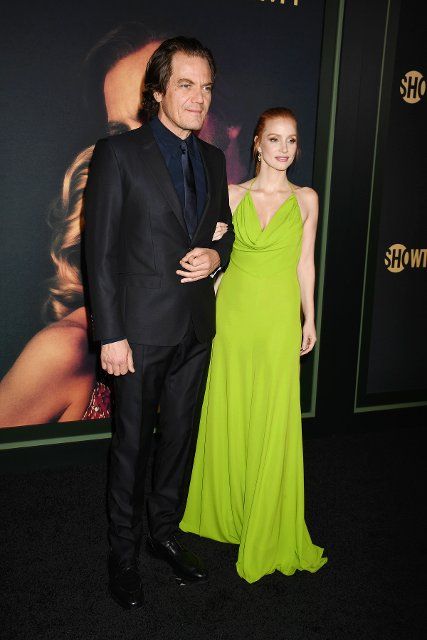 LOS ANGELES, CALIFORNIA - NOVEMBER 21: (L-R) Michael Shannon and Jessica Chastain attend Showtime\