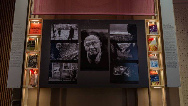 A picture of an exhibition about José Saramago on display in the Nobel Museum (Stockholm).