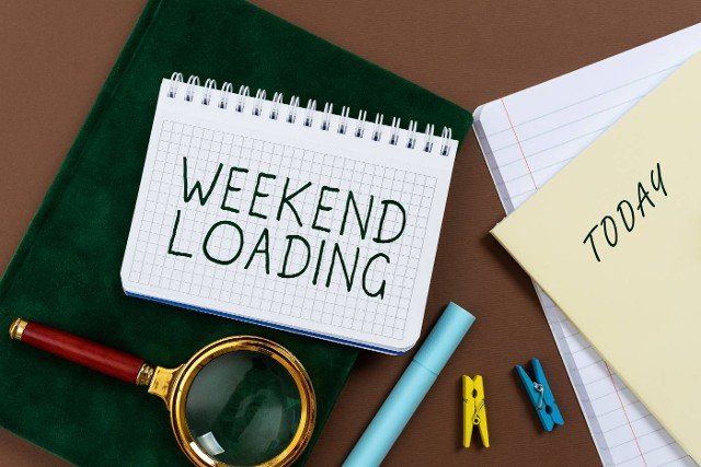 Writing displaying text Weekend Loading,  Business approach Starting Friday party relax happy time resting Vacations