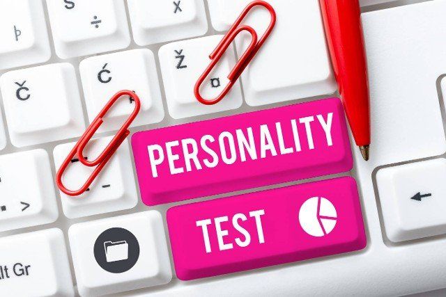 Text caption presenting Personality Test,  Business approach A method of assessing human personality constructs
