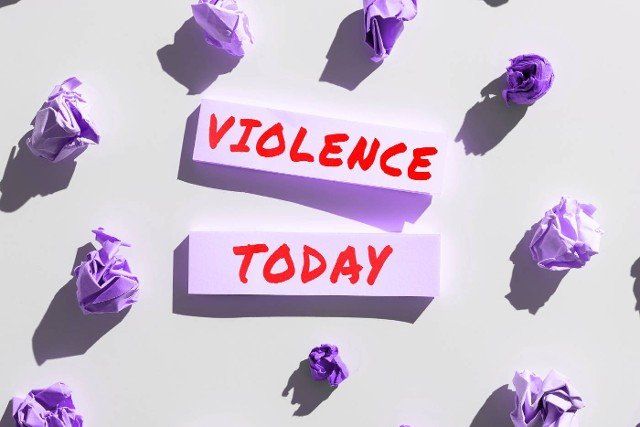 Text caption presenting Violence,  Concept meaning the use of physical force to injure,  abuse,  damage or destroy