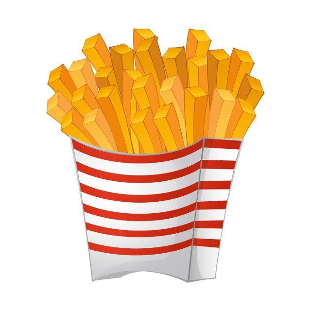 Realistic cooked fresh french fries white background - Vector illustration