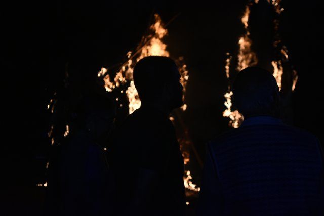 Dussehra, the festival signifying the victory of good over evil, was celebrated with religious fervour and enthusiasm in Kashmir Valley after 4 years. Kashmiri Pandits and Hindus burnt giant effigies of Ravana, Kumbhakarna and Meghnath installed at Sher e Kashmir Cricket ground in Srinagar. (Photo by Mubashir Hassan\/Pacific Press