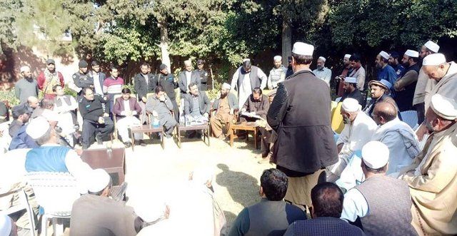 LANDIKOTAL, PAKISTAN, DEC 06: Tribal Electric Supply Company (TESCO) officials along with others listen problems of people during Open Court Public Meeting held at Tehsil AC Office in Landikotal on Tuesday, December 06, 2022. (Sudhir Afridi\/PPI Images