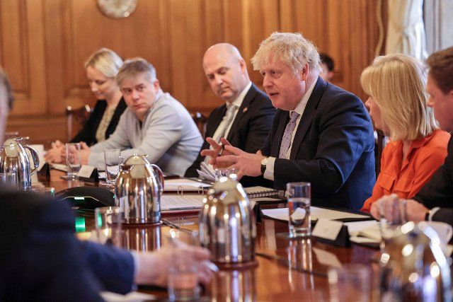 31\/03\/2022. London, United Kingdom. The Prime Minister Boris Johnson hosts a roundtable meeting with leading figures in wind energy. 10 Downing Street., Credit:Tim Hammond \/ Avalon