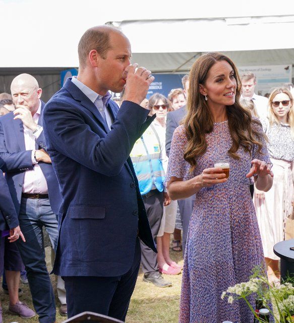 The Duke and Duchess of Cambridge visiting Cambridgeshire County Day July Racecourse Newmarket. The royal couple play football and try local beer, Credit:Avalon.red \/ Avalon