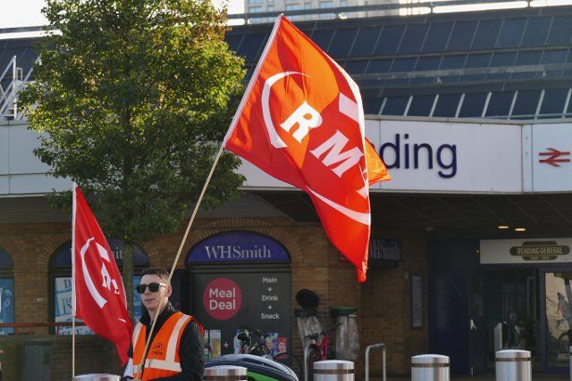 The official picket line outside the station on another day of strikes., Credit:Geoffrey Swaine \/ Avalon