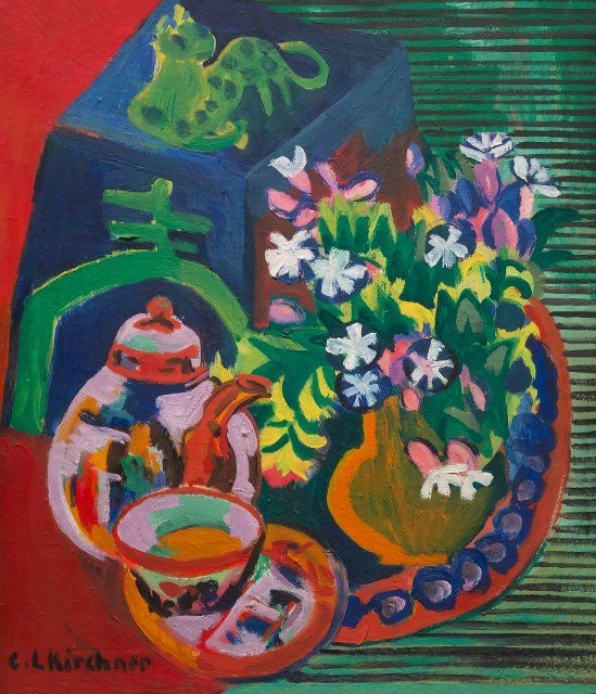 Still Life with Chinese Porcelain, Ernst Ludwig Kirchner, 1920-1938, Berlin Neue Nationalgalerie, Berlin, Germany, Europe, Credit:Peter Barritt \/ Avalon