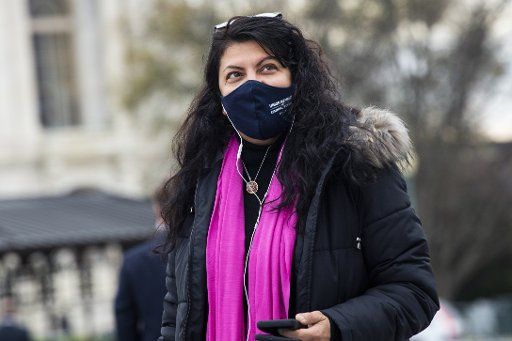 UNITED STATES - DECEMBER 4: Rep. Rashida Tlaib, D-Mich., is seen at the House steps of the Capitol during votes on Friday, December 4, 2020. (Photo By Tom Williams\/CQ Roll Call