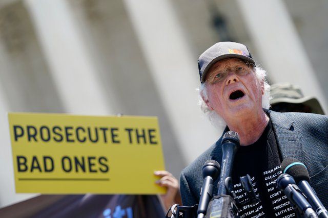 UNITED STATES - May 20: Ben Cohen, Co-founder of Ben & Jerryâs, speaks during an event on police reform and ending qualified immunity outside of the U.S. Supreme Court in Washington on Thursday, May 20, 2021. (Photo by Caroline Brehman\/CQ Roll Call