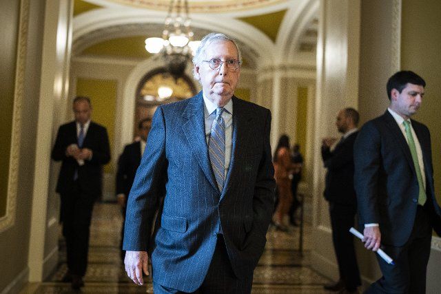 UNITED STATES - NOVEMBER 29 Senate Minority Leader Mitch McConnell, R-Ky., is seen after the senate luncheons in the U.S. Capitol on Tuesday, November 29, 2022. (Tom Williams\/CQ Roll Call