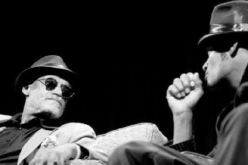 MARIO VAN PEEBLES and MELVIN VAN PEEBLES during the Q and A session at the BLACK ARTS FESTIVAL, debuting the Melvin and Mario Van Peebles film \