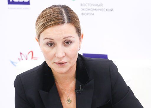 VLADIVOSTOK, RUSSIA - SEPTEMBER 6, 2019: ASI (Agency for Strategic Initiatives) General Director Svetlana Chupsheva gives an interview to the TASS News Agency on the sidelines of the 2019 Eastern Economic Forum at the Far Eastern Federal University (...