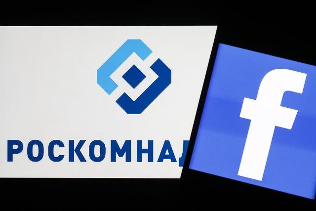 NOVOSIBIRSK, RUSSIA â MARCH 11, 2022: Pictured in this photo illustration are the logos of Facebook and Roskomnadzor. The Russian Federal Service for Supervision of Communications, Information Technology and Mass Media (Roskomnadzor) has decided 