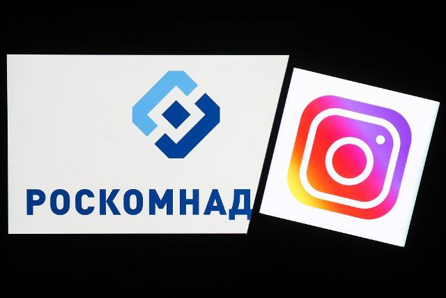 NOVOSIBIRSK, RUSSIA â MARCH 11, 2022: Pictured in this photo illustration are the logos of the Instagram social networking service and Roskomnadzor. The Russian Federal Service for Supervision of Communications, Information Technology and Mass 