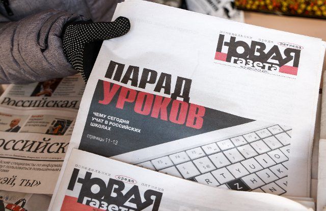SOCHI, RUSSIA â MARCH 28, 2022: Pictured in this photo illustration is an issue of the Novaya Gazeta newspaper being sold at a kiosk. The Novaya Gazeta has decided to halt online and print publications until the end of the Russian special military 