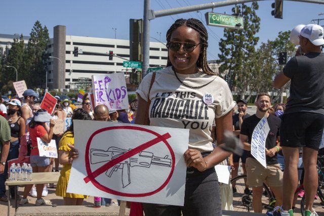 Council member Yasmine-Imani McMorrin is the first African American woman elected to the Culver City City Council. March for Life rally in Culver City June 11 2022, Los Angeles, California