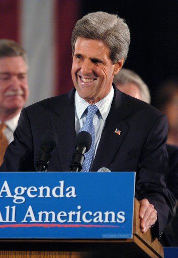 Senator John Kerry greets Virginian supporters at a rally in the Downtown Marriott on Saturday February 7 2004 in Richmond Virginia.  (UPI Photo\/David Allio)