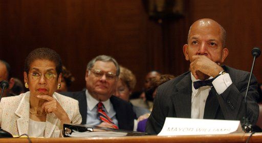 D.C. Mayor Anthony Williams and Del. Eleanor Holmes Norton D-D.C.testify before the Senate Appropriations Committee on a hearing on "Structural Imbalance of the District of Columbia" on June 22 2004 in Washington.    (UPI Photo\/Michael Kleinfeld)      