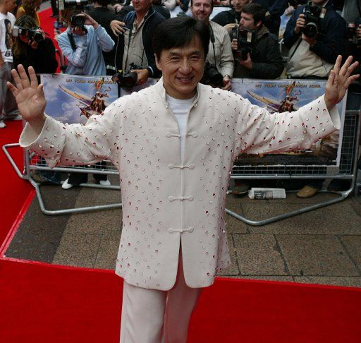 American actor  Jackie Chan at the European premiere of "Around the world in 80 days" in London on June 222004.    (UPI PHOTO\/Hugo Philpott)