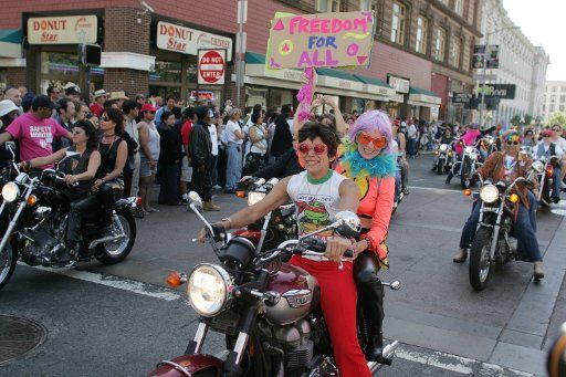 "Dykes on bikes" leads off the annual Gay Pride Parade on June 27 2004 in San Francisco. This year\