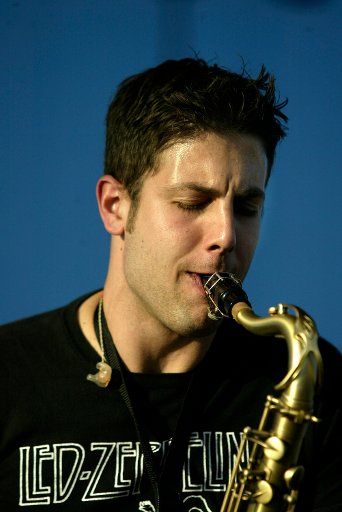 Saxophonist Jerry DePizzo of the band O.A.R. (Of A Revolution) performed on the final day of the annual Beale Street Music Festival on Sunday May 2 2004 at Tom Lee Park in Memphis Tenn.  DePizzo is from Youngstown Ohio. (UPI Photo\/Billy Suratt)