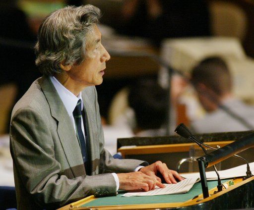 Junichiro Koizumi prime minister of Japanaddresses the 59th session of the General Assembly at the United Nations on September 21 2004 in New York City.  (UPI Photo\/Monika Graff)