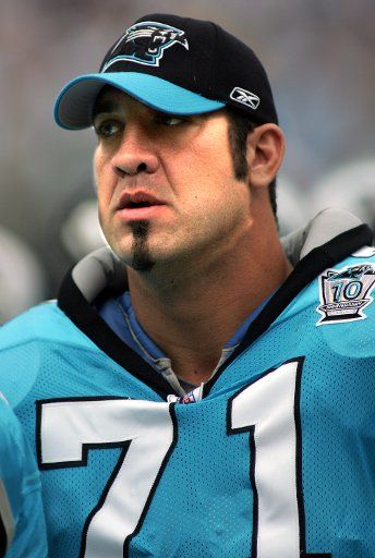 Carolina Panthers tackle Matt Willig watches fourth quarter action against the San Diego Chargers at Bank of America Stadium in Charlotte NC Sunday October 24 2004.  (UPI Photo\/Bob Carey)
