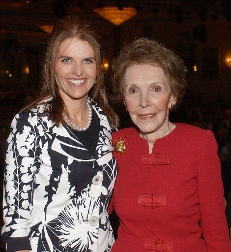 California first lady Maria Shriver left and former first lady Nancy Reagan wait to go on stage at The Colleagues Champion of the Children Awards luncheon February 23 2005 in Beverly Hills Calif.  Shriver was honored with the award for her roll in...