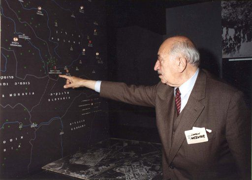 Simon Wiesenthal the Holocaust survivor who helped track down Adolph Eichmann and other Nazi war criminals  died September 20 2005 in Austria at the age of 96. In this 1985 photo Wiesenthal points to a map of concentration camps on a visit to Yad...