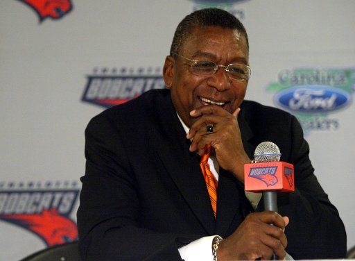 Charlotte Bobcats owner Robert Johnson discusses his team at a press conference prior to the Charlotte Bobcats game against the Boston Celtics at the Charlotte Bobcats Arena in Charlotte N.C. on October 5 2005  (UPI Photo\/Nell Redmond)